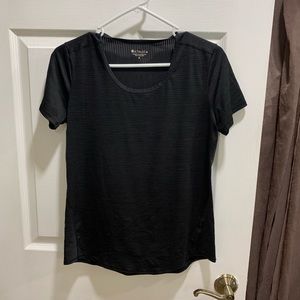 Athleta Black shirt sleeve shear stripped top